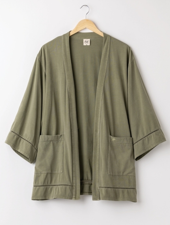 Maggie’s Organics Other - Maggie’s Organics Green Organic Cotton Kimono, Large, Boho Lounge Cardigan